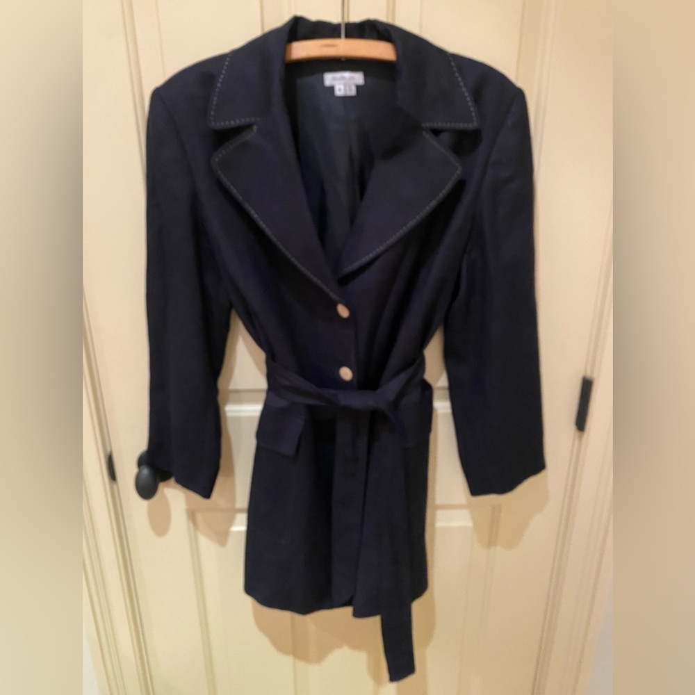 Studio Jax Navy Women's Linen/Viscose blend lined Jacket Size 10